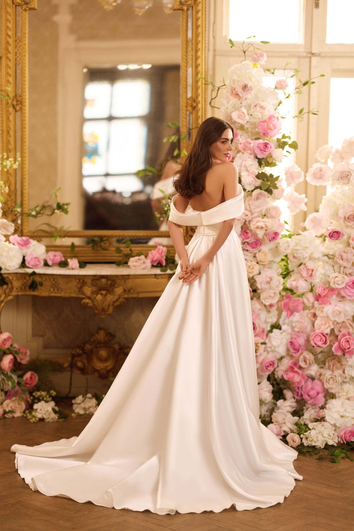 KatrinFAVORboutique-Satin off shoulder wedding dress Sexy wedding clothes