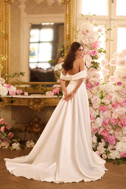 KatrinFAVORboutique-Satin off shoulder wedding dress Sexy wedding clothes