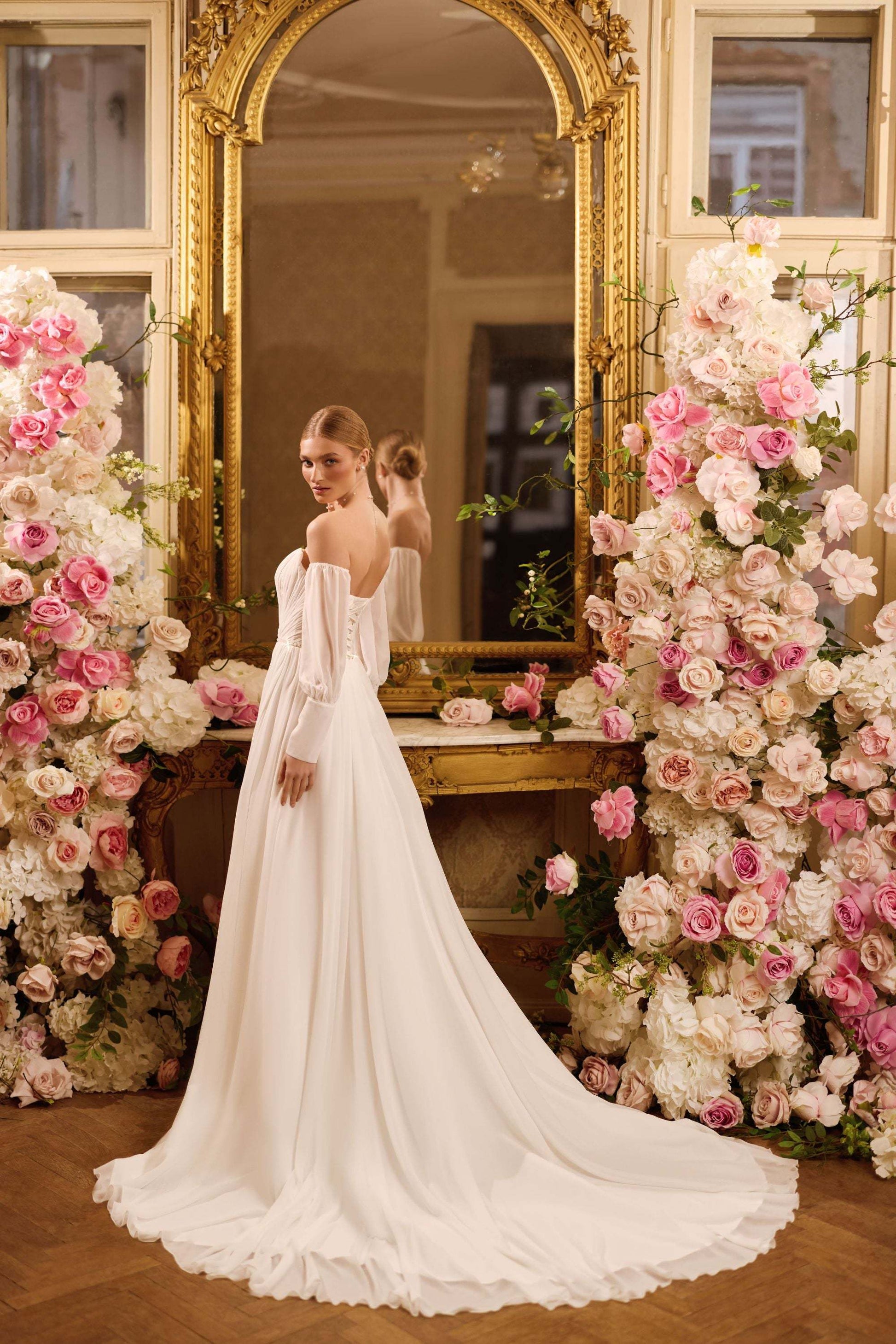 KatrinFAVORboutique-Boho wedding dress off the shoulder Bridal gown styles
