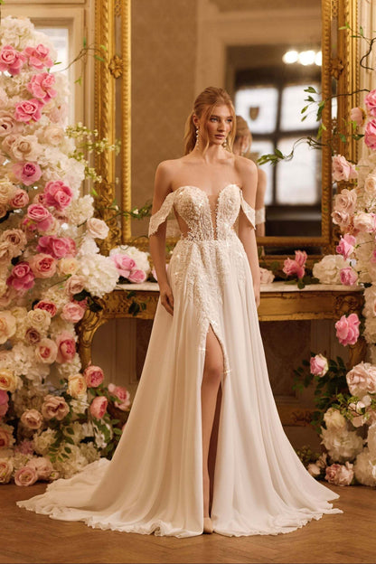 KatrinFAVORboutique-Off the shoulder beach wedding dress Best bridal gowns