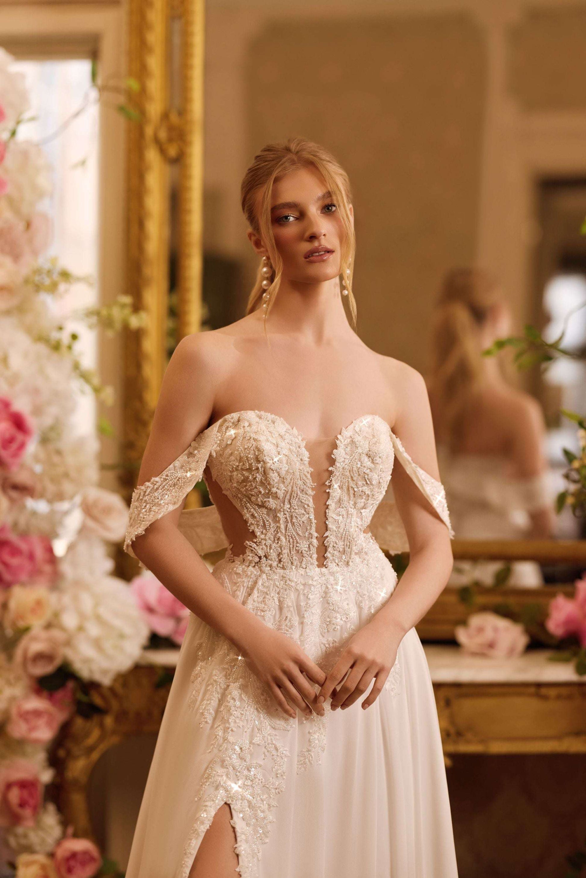 KatrinFAVORboutique-Off the shoulder beach wedding dress Best bridal gowns