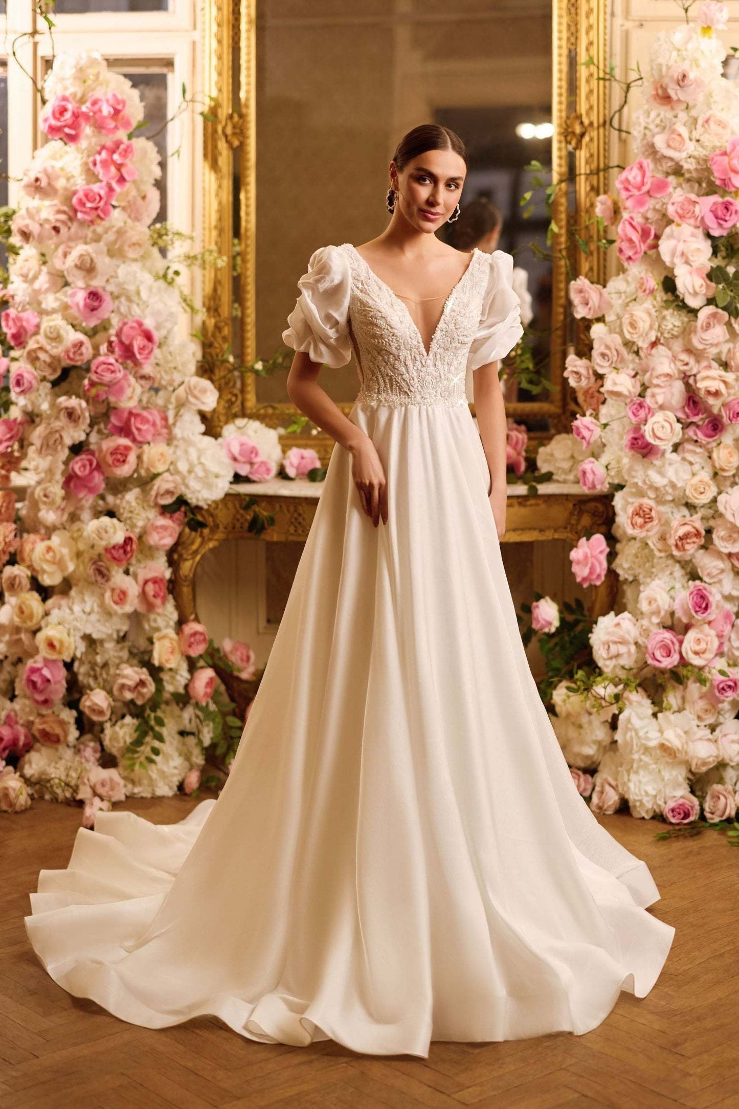 KatrinFAVORboutique-Organza silk wedding dress Romantic wedding gowns