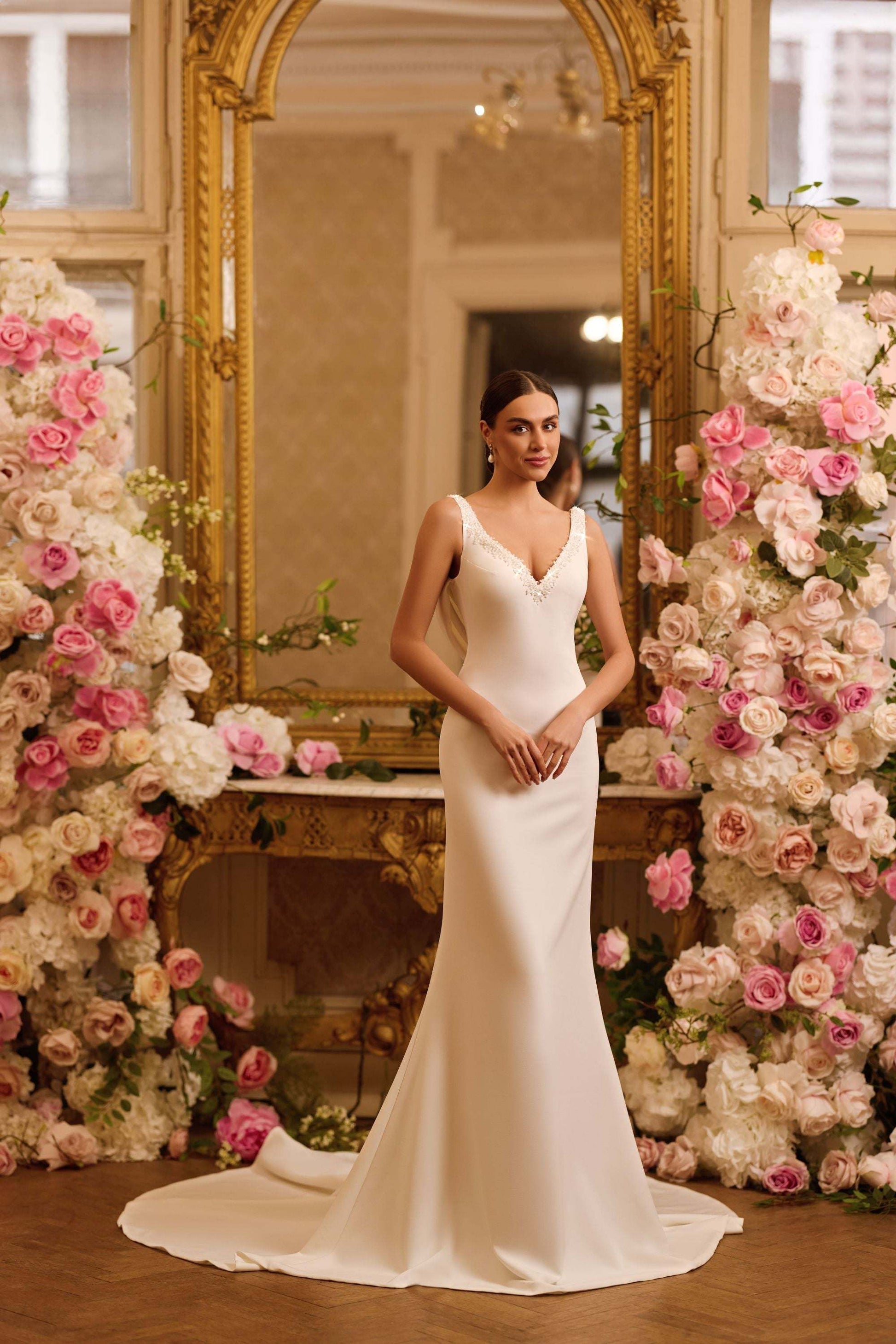 KatrinFAVORboutique-Cowl back wedding dress White fitted wedding dresses