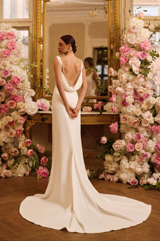 KatrinFAVORboutique-Cowl back wedding dress White fitted wedding dresses