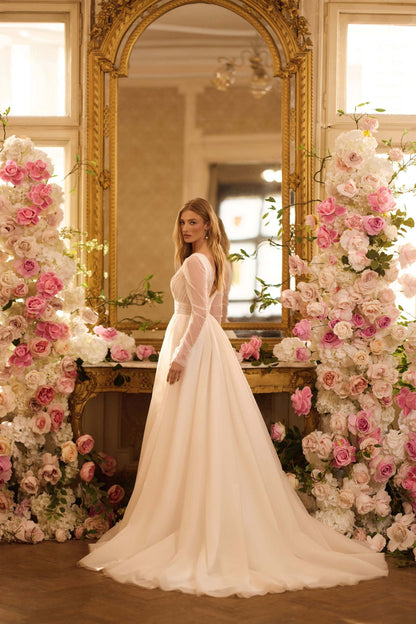 KatrinFAVORboutique-Tulle long sleeve wedding dress Romantic gowns bridal