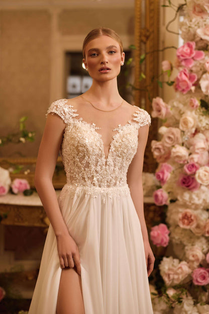 KatrinFAVORboutique-Wedding dress a line cap sleeve Cute bride dresses