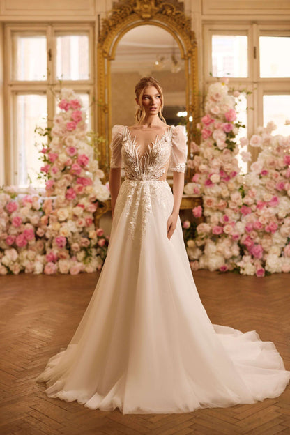 KatrinFAVORboutique-A line short sleeve wedding dress Best wedding dresses 