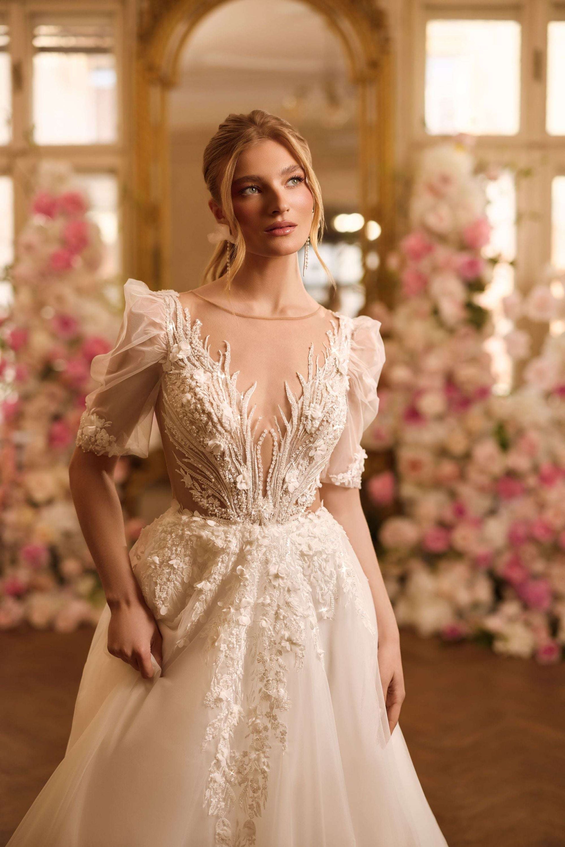 KatrinFAVORboutique-A line short sleeve wedding dress Best wedding dresses 