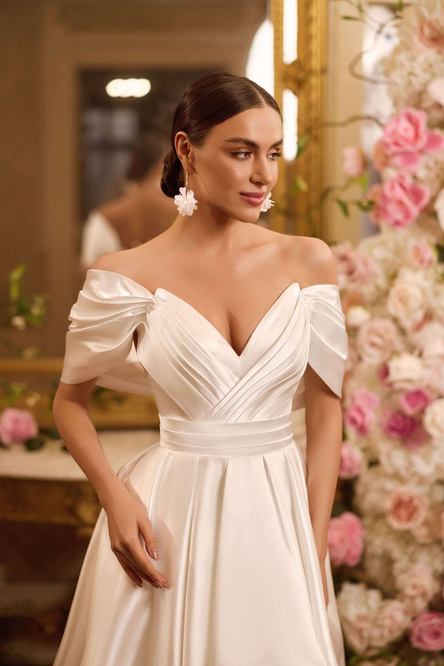 KatrinFAVORboutique-Satin wedding gown off shoulder Latest bridal gowns