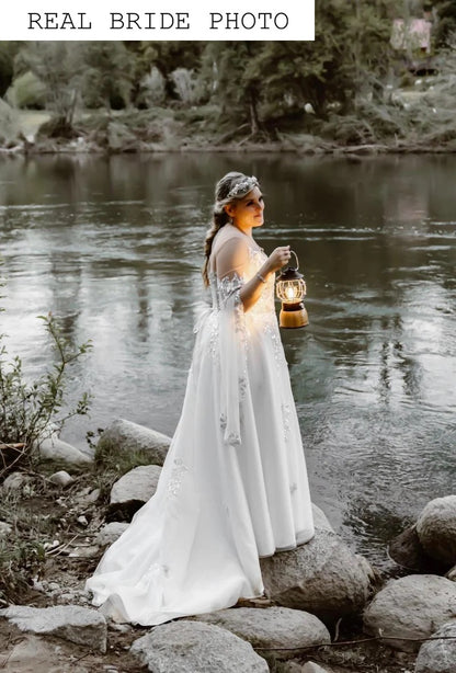 KatrinFAVORboutique-Medieval wedding dress Flutter sleeve wedding dress