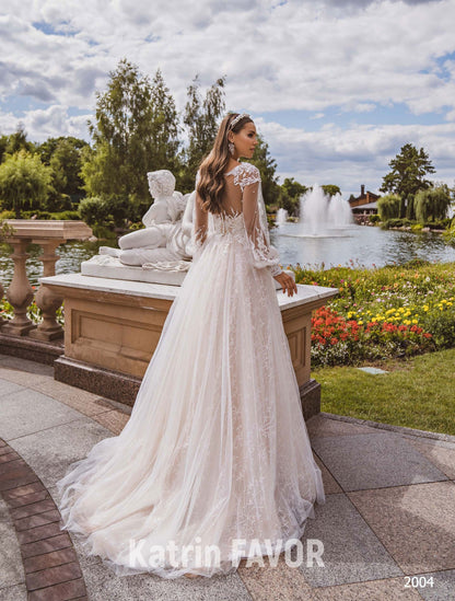 KatrinFAVORboutique-Puff sleeve fairy wedding dress