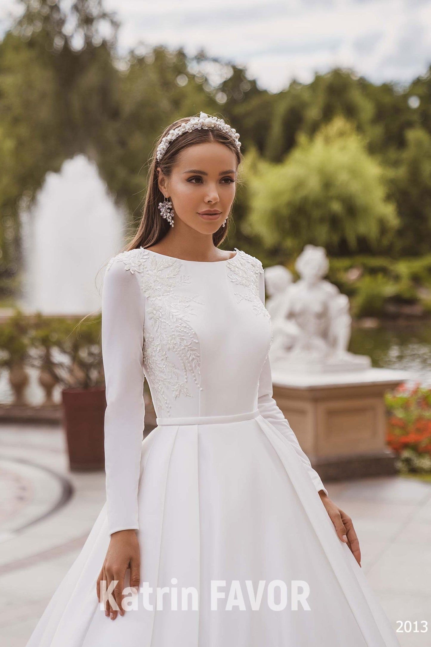 KatrinFAVORboutique-Modest long sleeve satin wedding dress