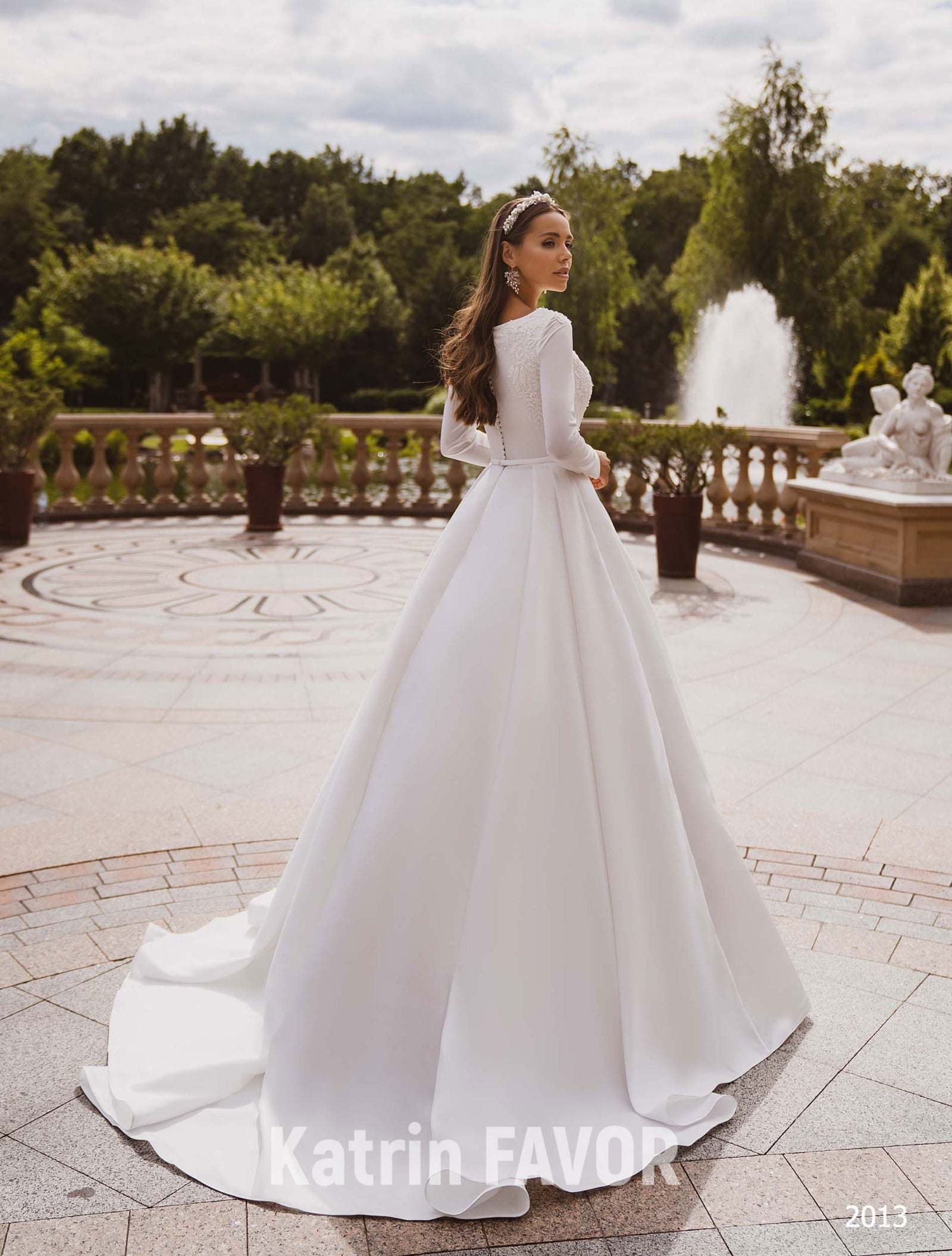 KatrinFAVORboutique-Modest long sleeve wedding dress Satin wedding dress