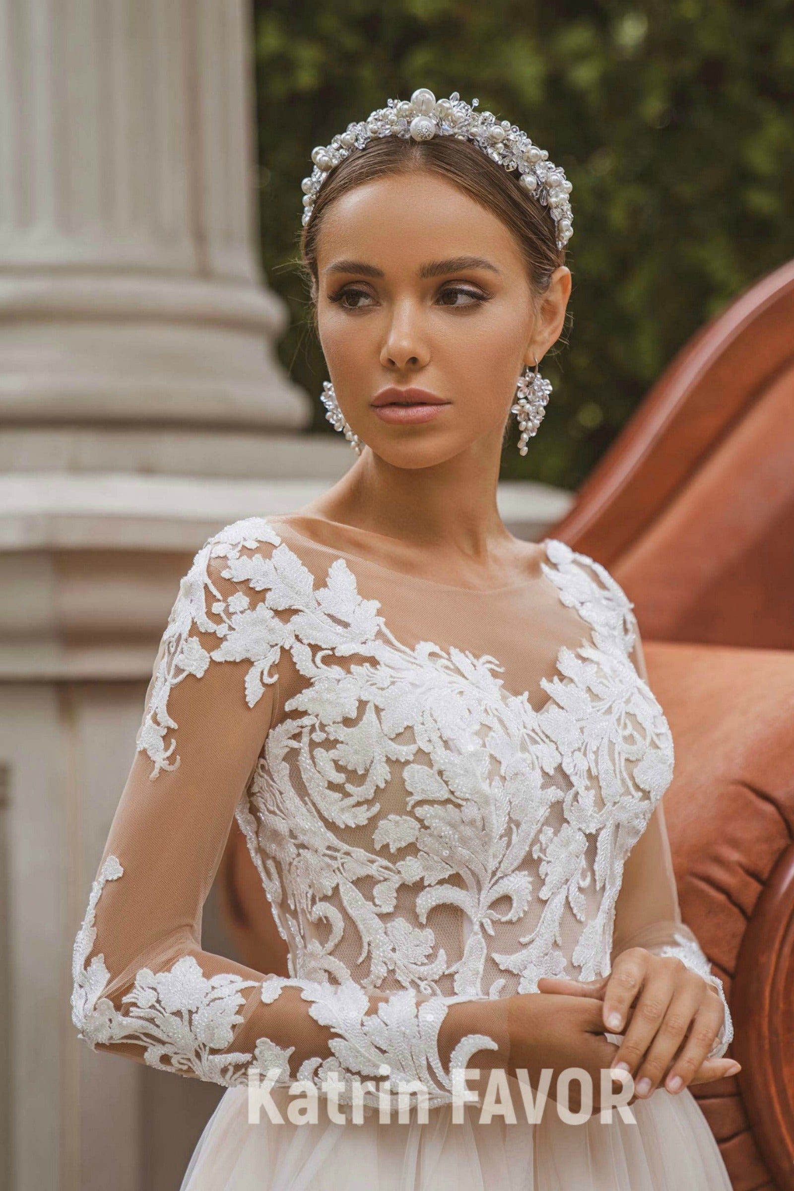 KatrinFAVORboutique-Embroidered sheer long sleeve wedding dress