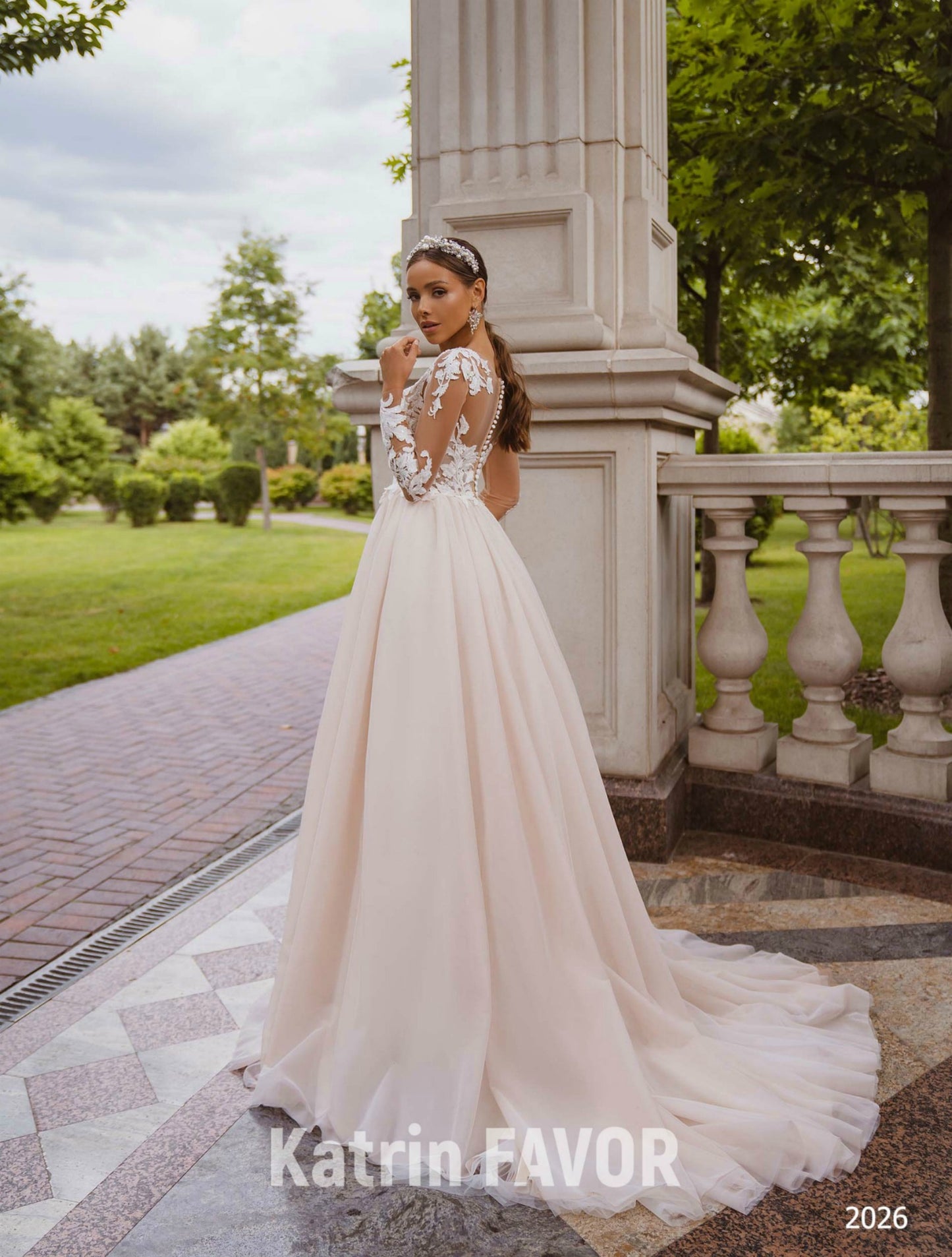 KatrinFAVORboutique-Embroidered sheer long sleeve wedding dress