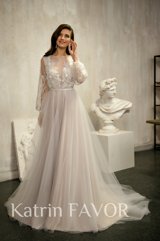 KatrinFAVORboutique-Blush two piece wedding dress