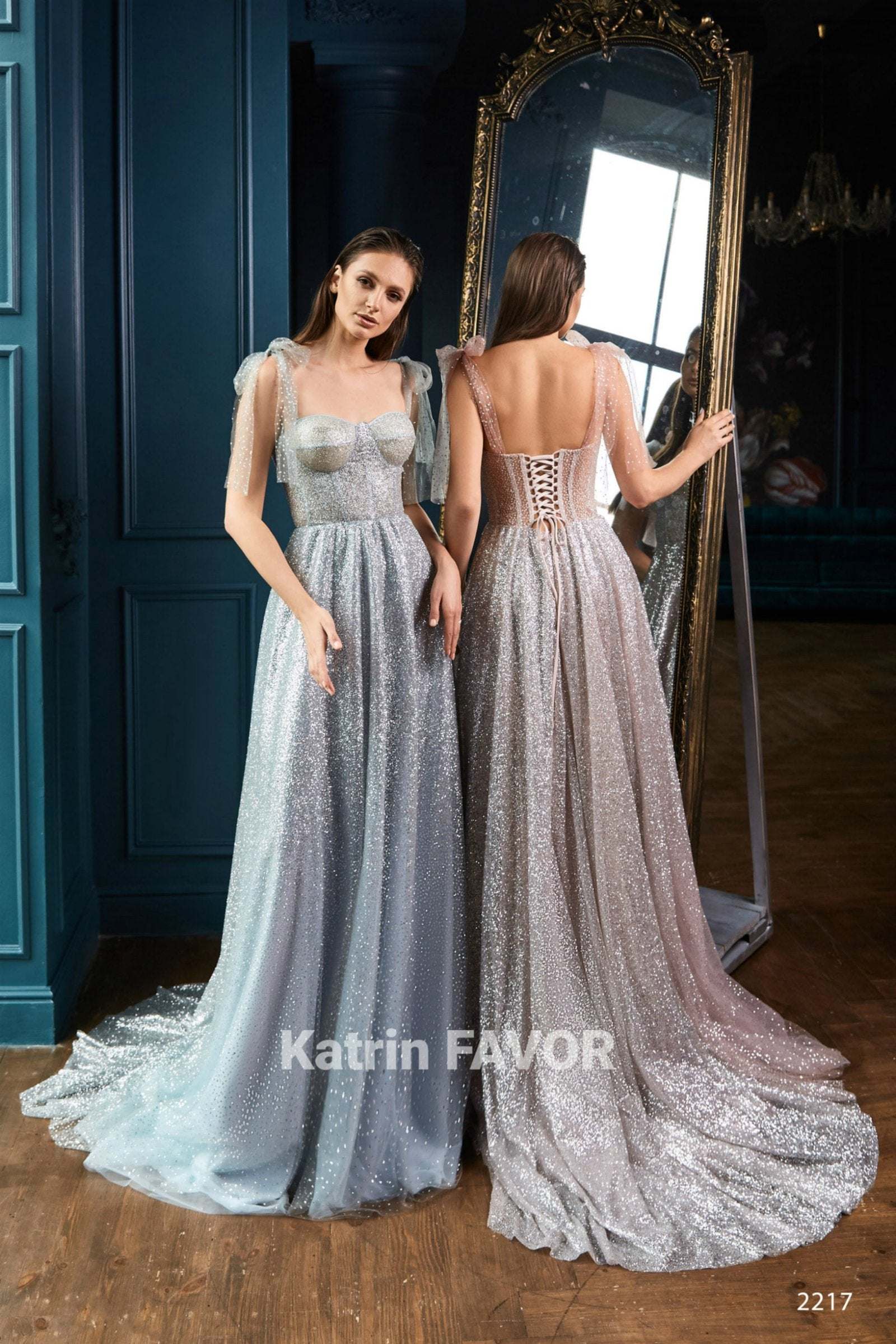 KatrinFAVORboutique-Corset top prom dress Sparkly wedding guest dress