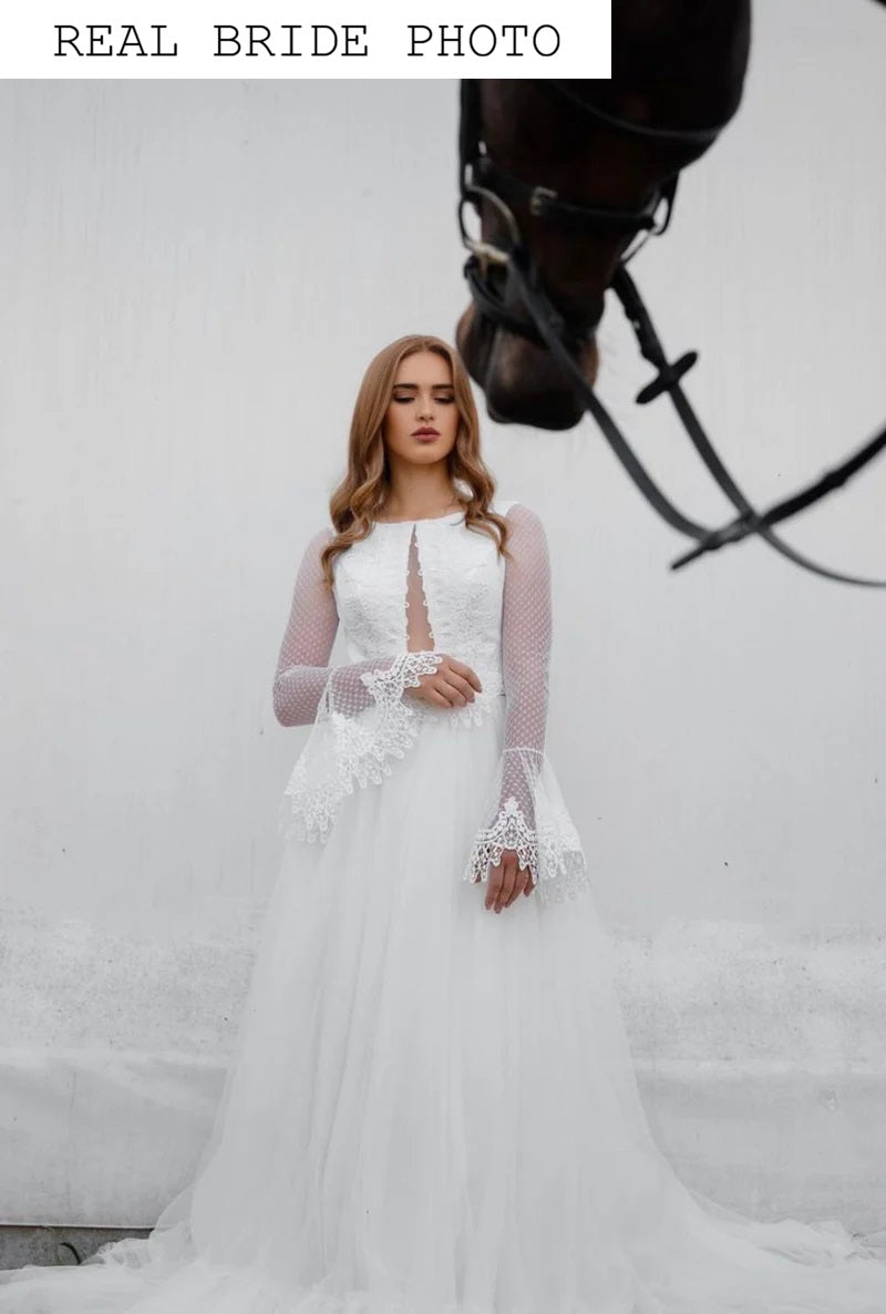 KatrinFAVORboutique-Flare sleeve wedding dress Unique boho wedding dresses