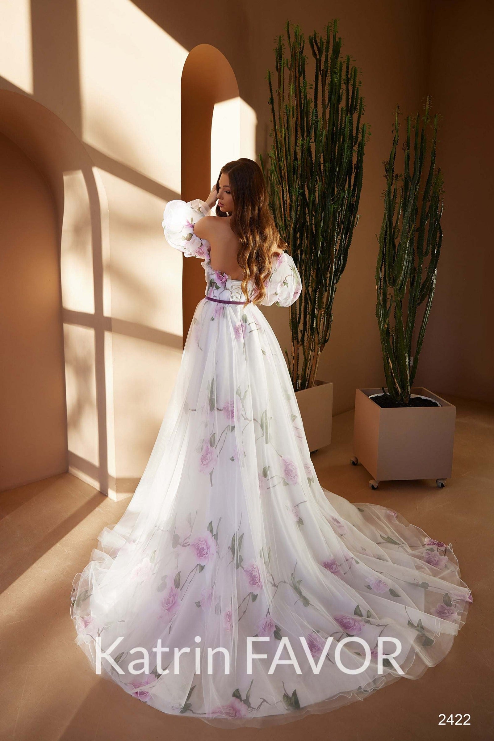 KatrinFAVORboutique-Wedding dress with colored flowers Alternative wedding gowns