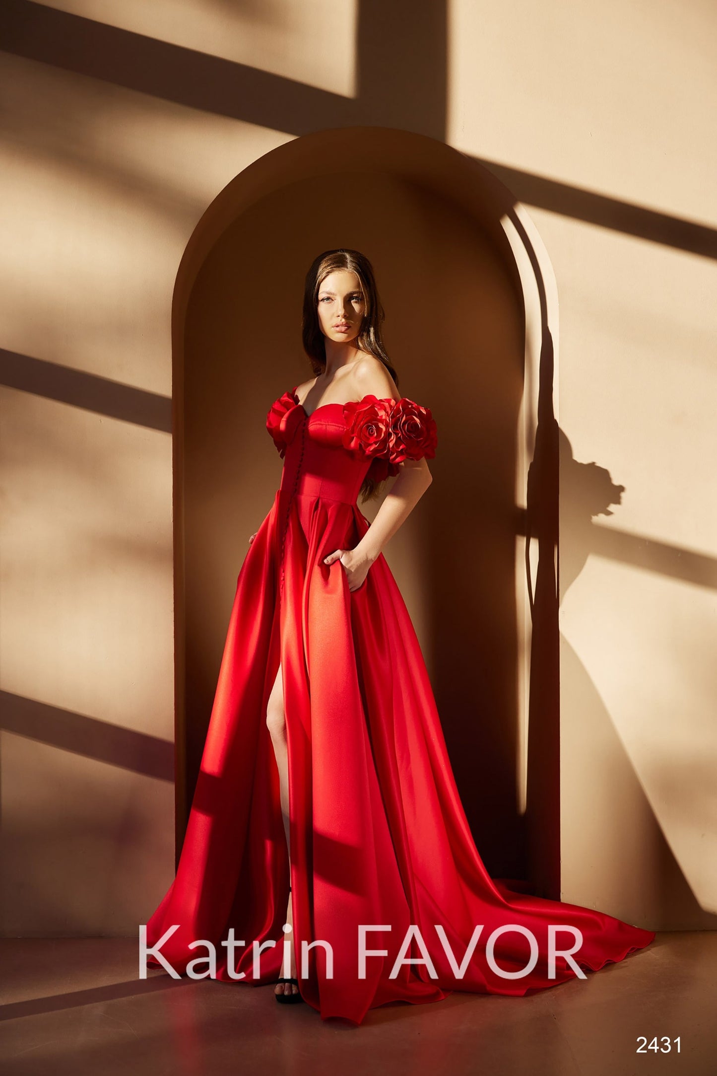 KatrinFAVORboutique-Dress with roses Best non white wedding dresses