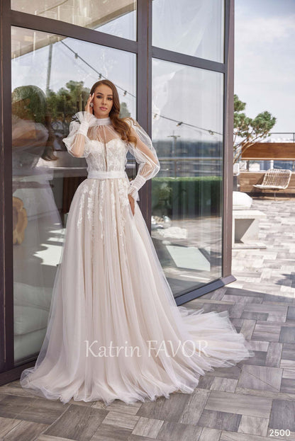 KatrinFAVORboutique-Fairy puff sleeve two piece wedding dress