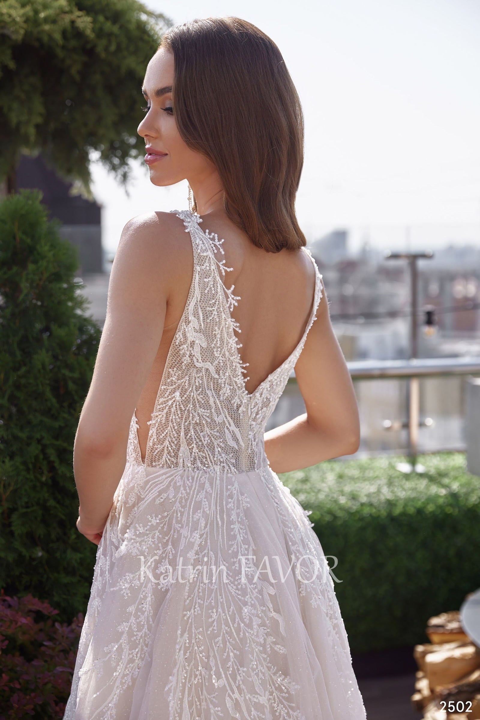 KatrinFAVORboutique-Blush tulle a-line beach wedding dress