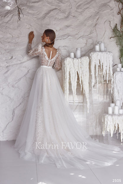 KatrinFAVORboutique-Fairy puff sleeve 2 in 1 wedding dress