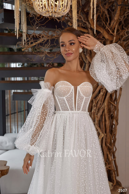 KatrinFAVORboutique-Fairytale puff sleeve sparkle wedding dress