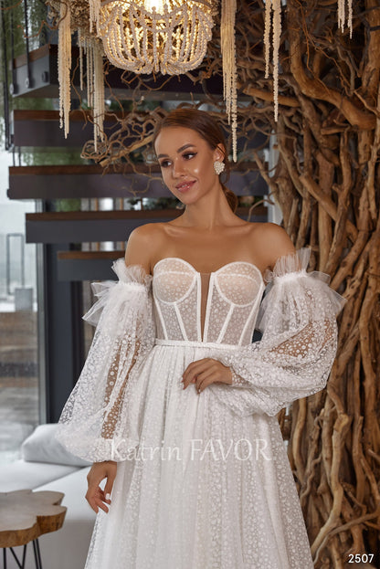 KatrinFAVORboutique-Fairytale puff sleeve sparkle wedding dress