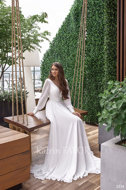 KatrinFAVORboutique-Chiffon bohemian minimalist wedding dress