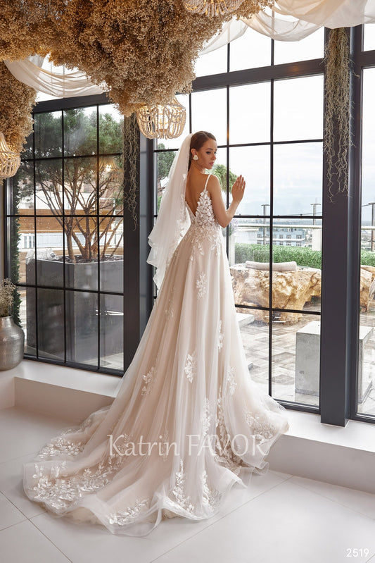 KatrinFAVORboutique-Spaghetti straps a-line beach wedding dress