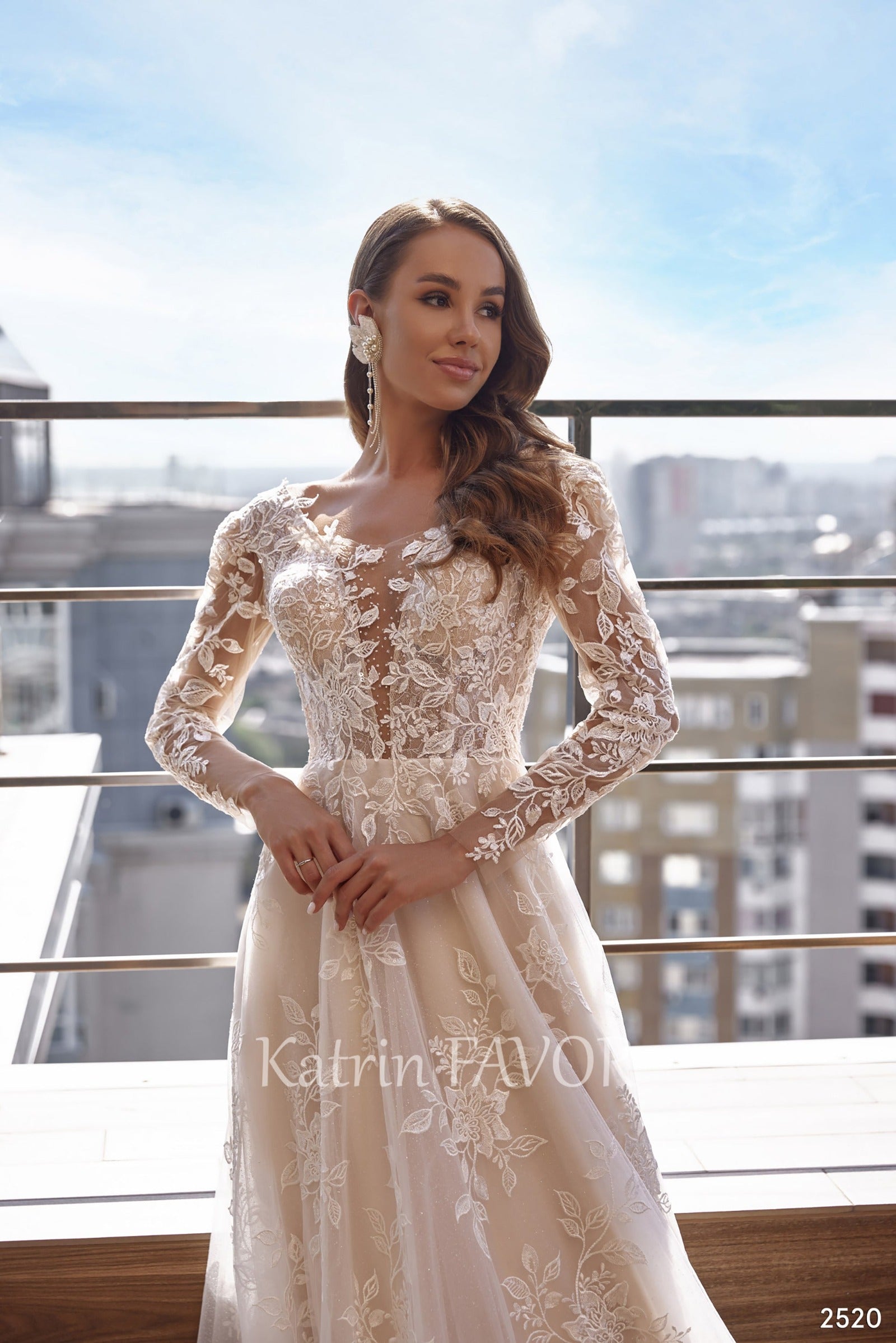 KatrinFAVORboutique-Floral lace long sleeve wedding dress