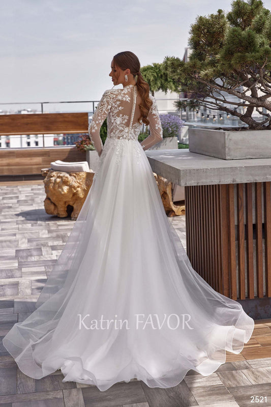 KatrinFAVORboutique-Embroidered long sleeve rustic wedding dress