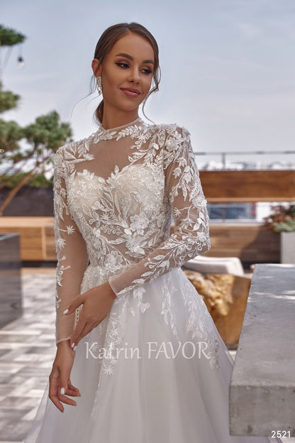 KatrinFAVORboutique-Embroidered long sleeve rustic wedding dress