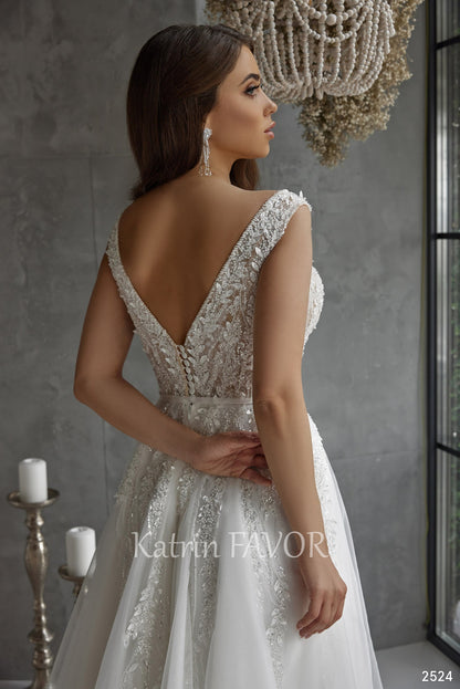 KatrinFAVORboutique-Romantic rustic embroidered wedding dress