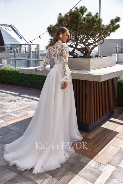 KatrinFAVORboutique-Long sleeve floral lace wedding dress