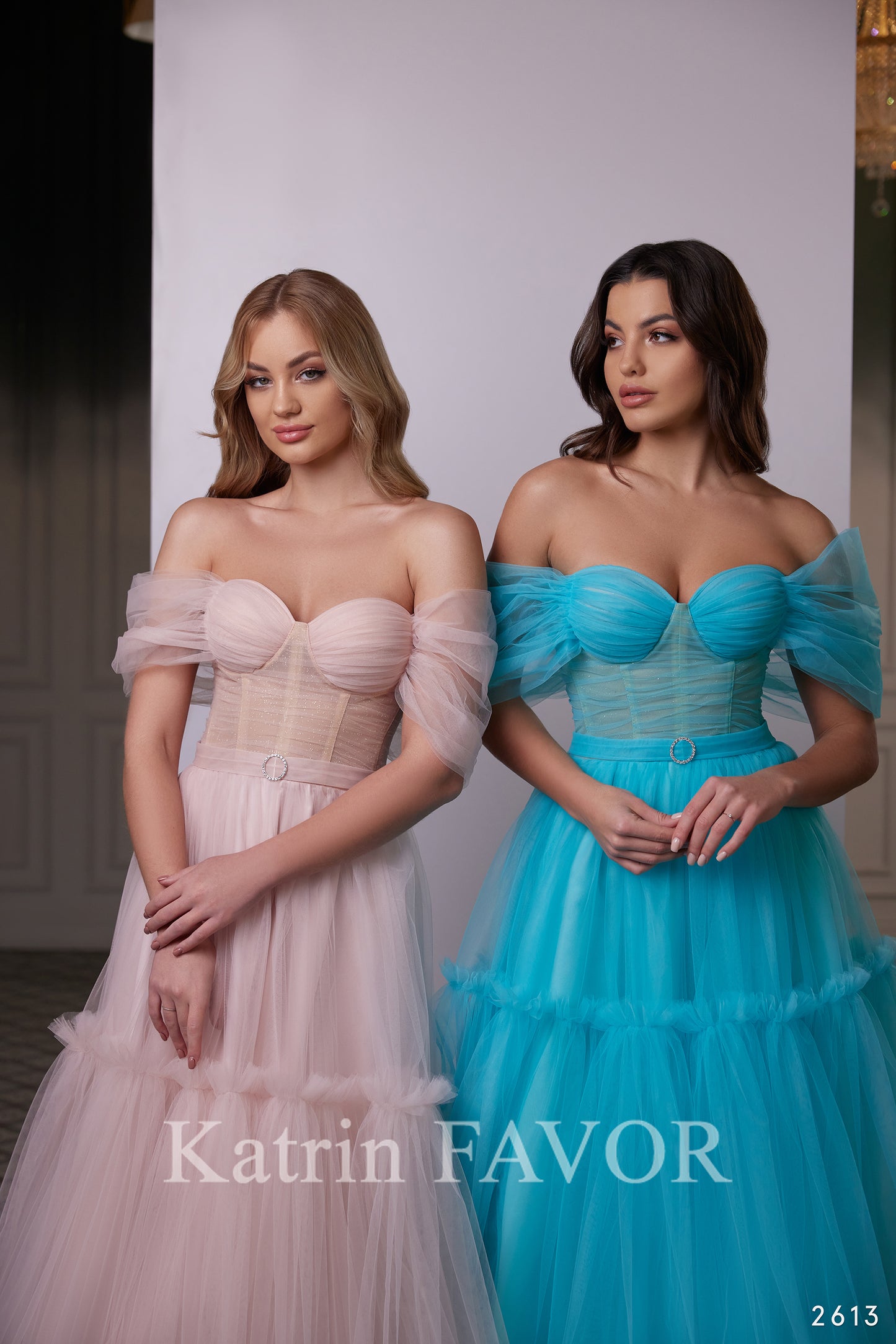 Off the shoulder fairy tulle prom dress