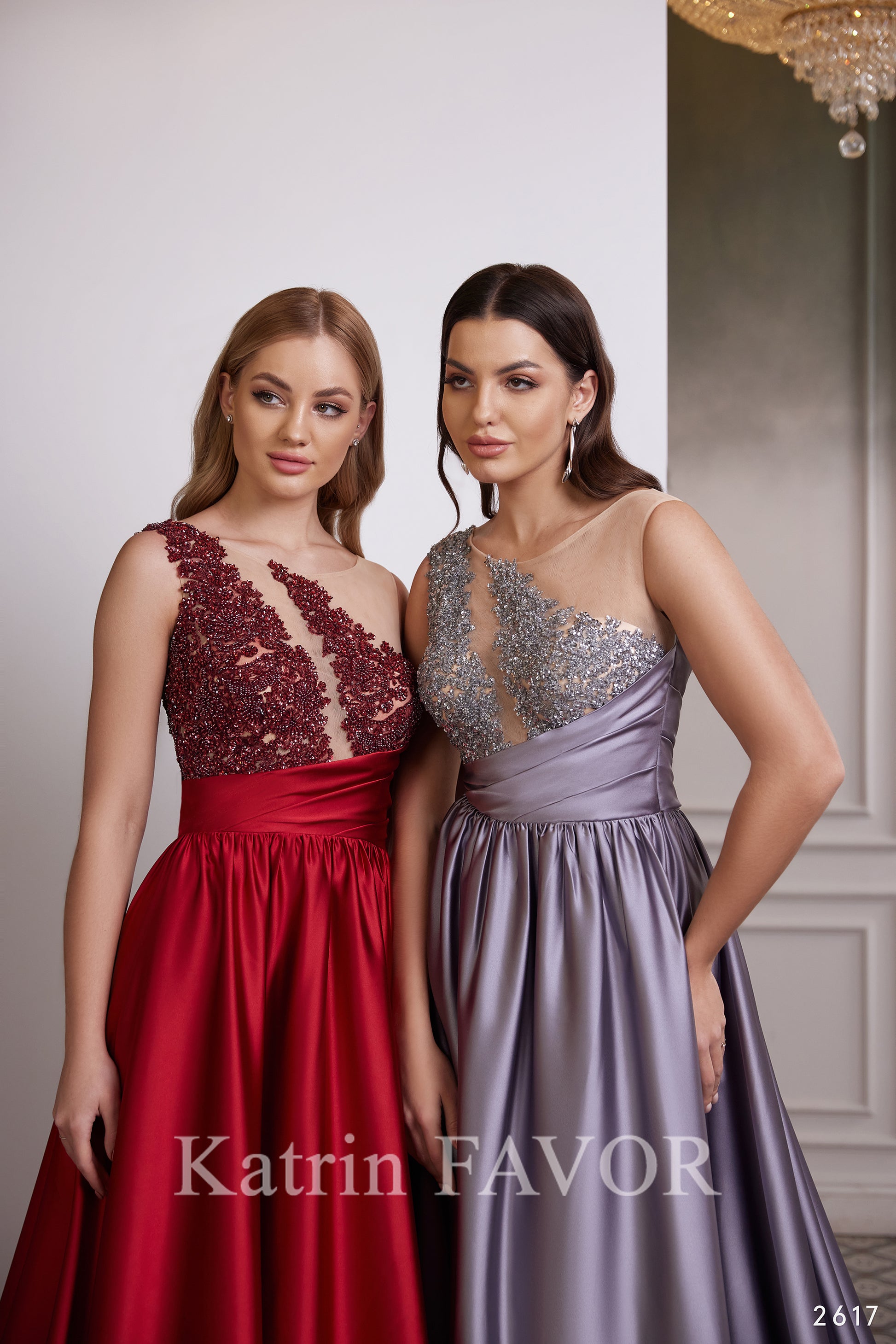 One shoulder illusion evening gown