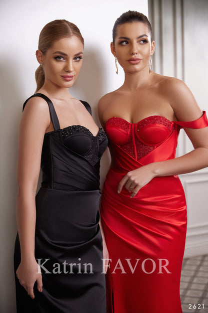 Bustier corset sheath fitted evening gown