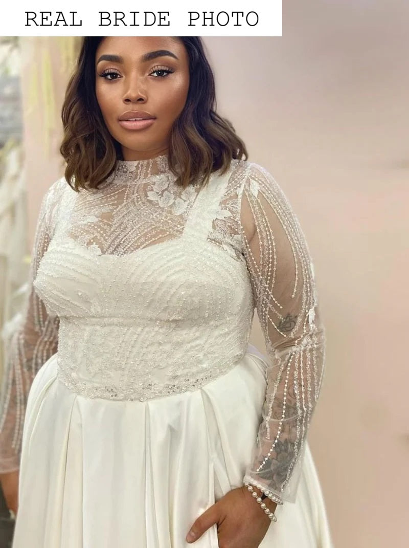High neck modest ballgown wedding dress