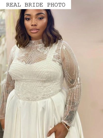 High neck modest ballgown wedding dress