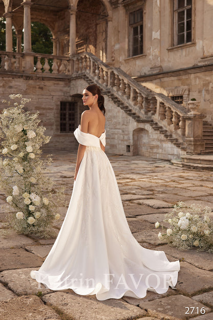 Katrin Favor - Elegant satin off the shoulder wedding dress