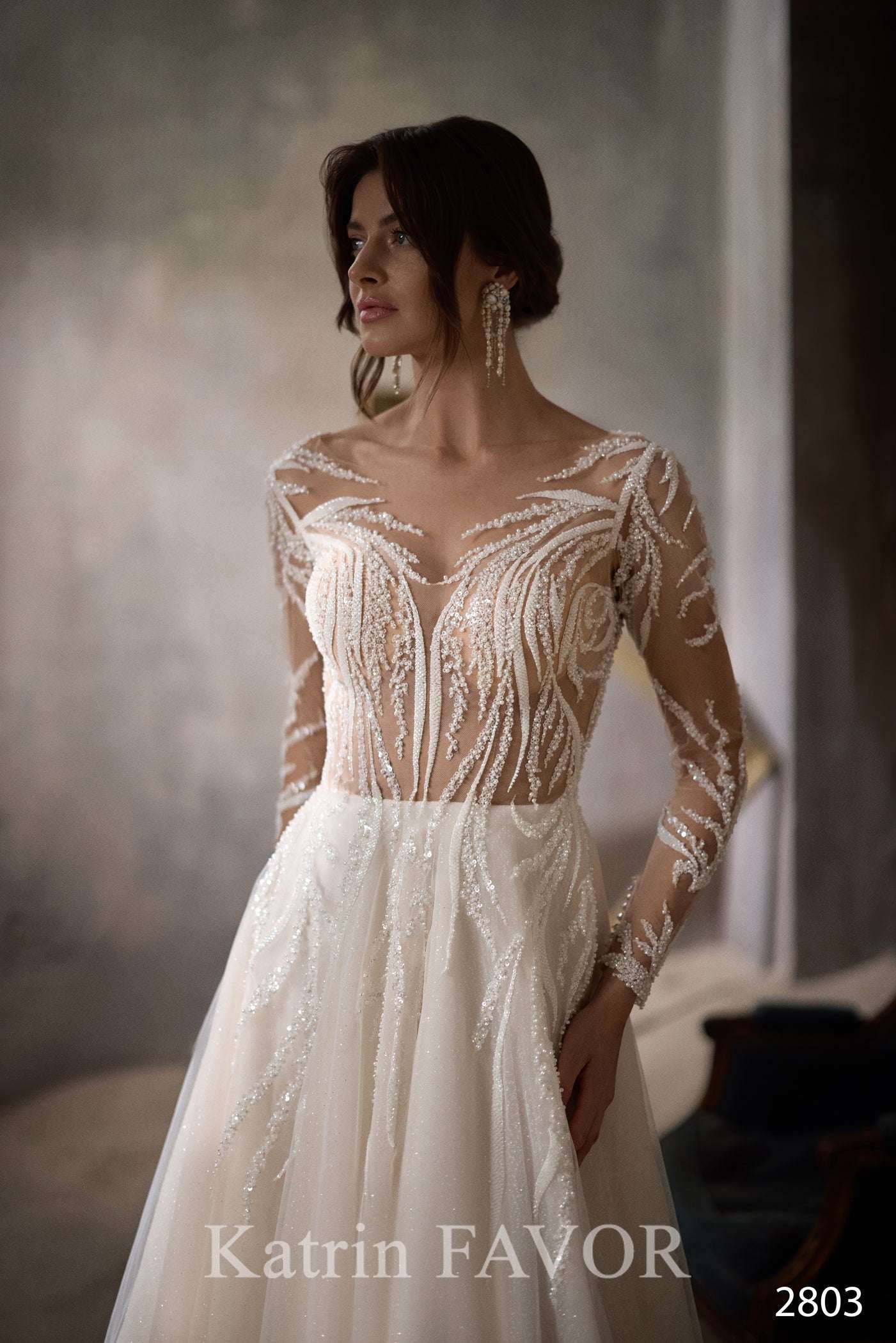 KatrinFAVORboutique-Cream color wedding gown Flowy tulle wedding dress