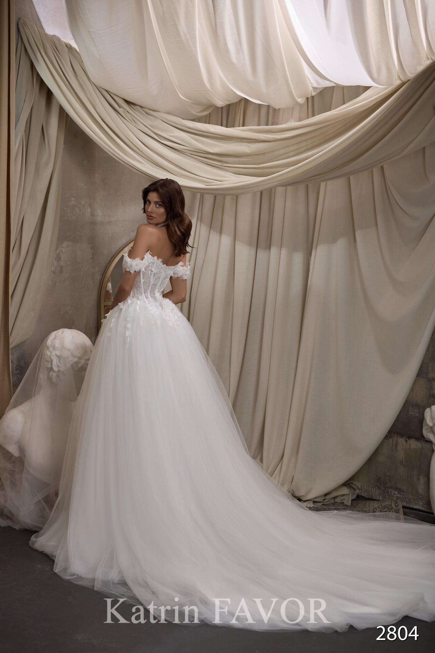 KatrinFAVORboutique-Ball gown off shoulder wedding dress Princess corset wedding dress