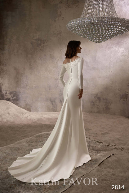 KatrinFAVORboutique-Wedding dress with buttons down the back One shoulder wedding gown