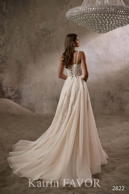 KatrinFAVORboutique-Fit and flare off shoulder wedding dress Destination wedding dress