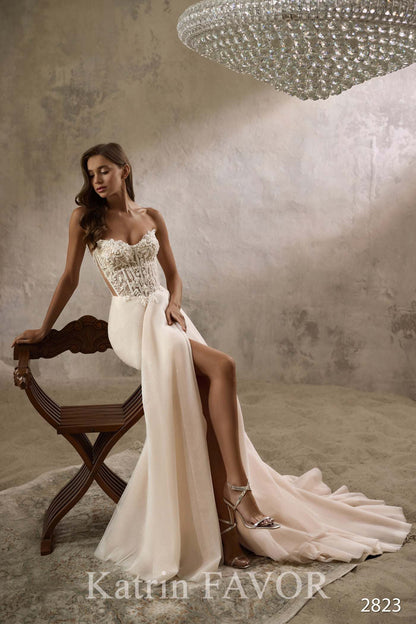 KatrinFAVORboutique-Off the shoulder a line wedding gown Beach wedding attires