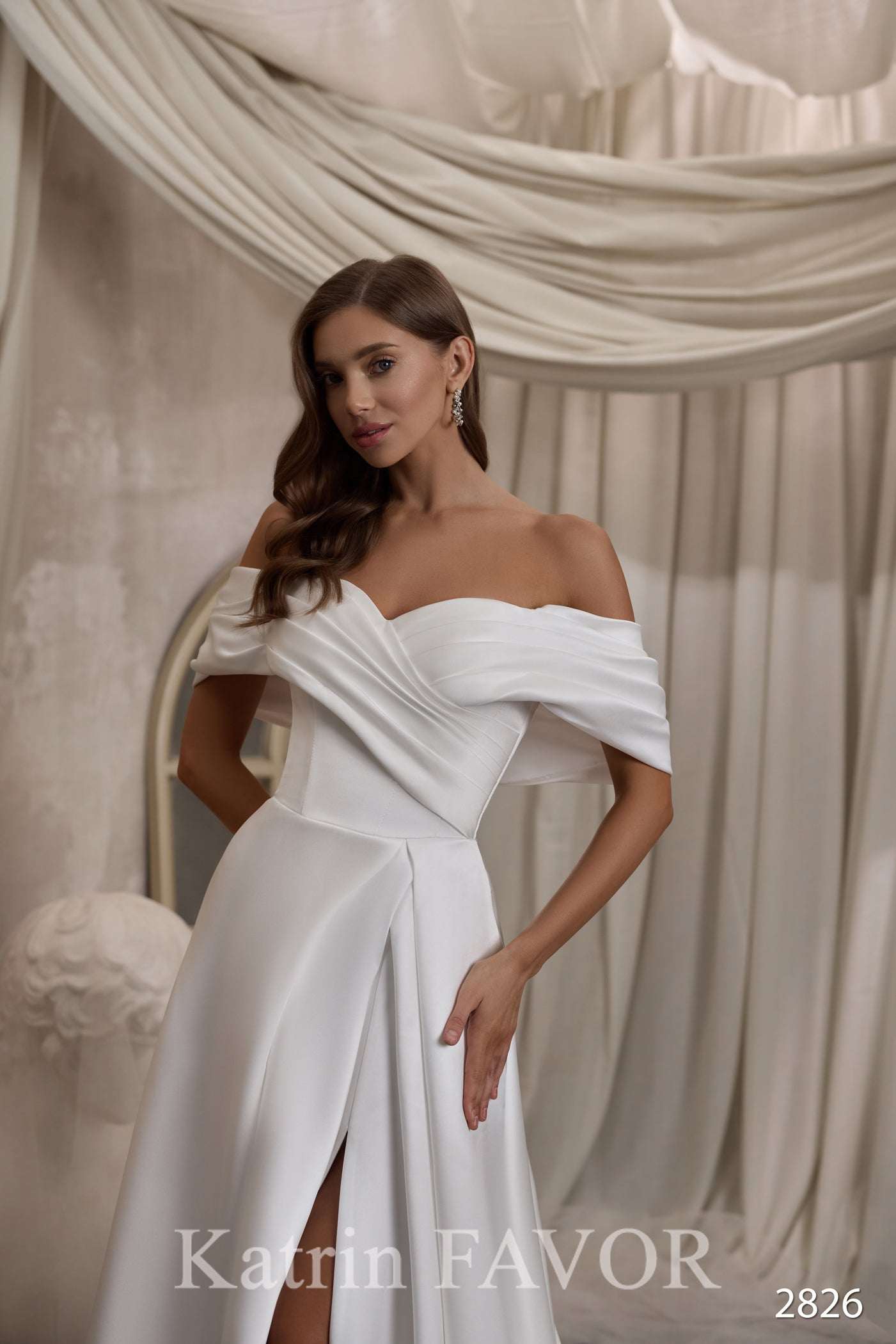 KatrinFAVORboutique-Simple satin wedding dress Tailored wedding gowns