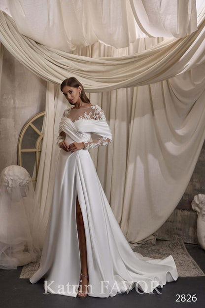 KatrinFAVORboutique-Simple satin wedding dress Tailored wedding gowns