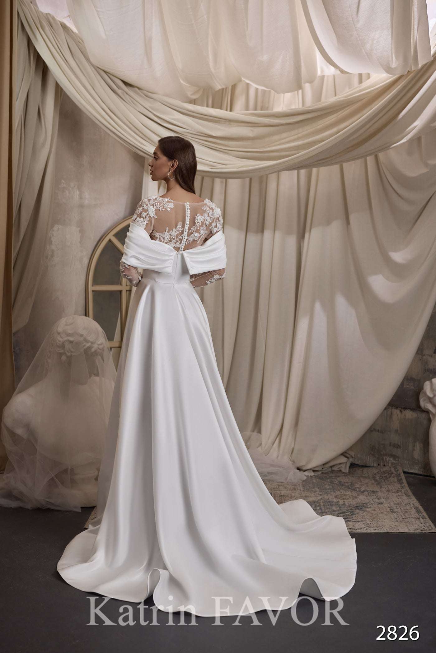 KatrinFAVORboutique-Simple satin wedding dress Tailored wedding gowns